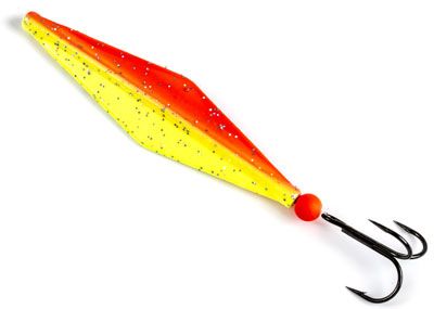 Trout Kite Gennemløber Hot Rød Hot Gul med sølv glitter